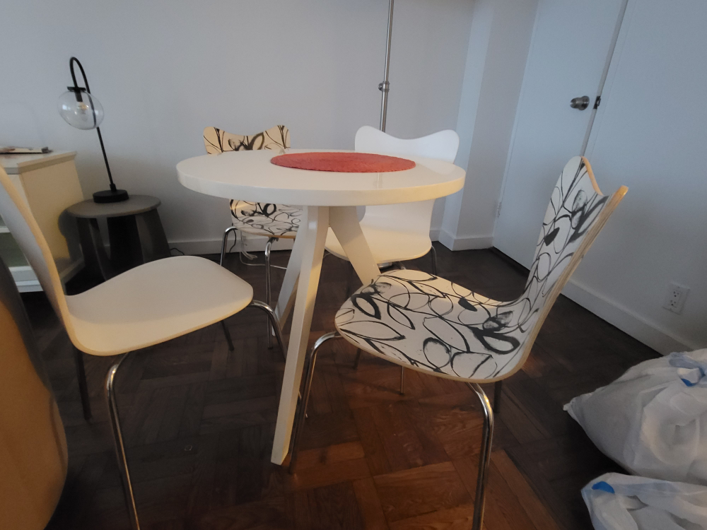 White Round Dining Table with Four Chairs - photo 2