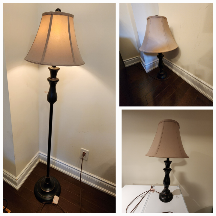 Elegant 3 lamps ( 1 Floor & 2 Table Lamps with Beige Shade)
