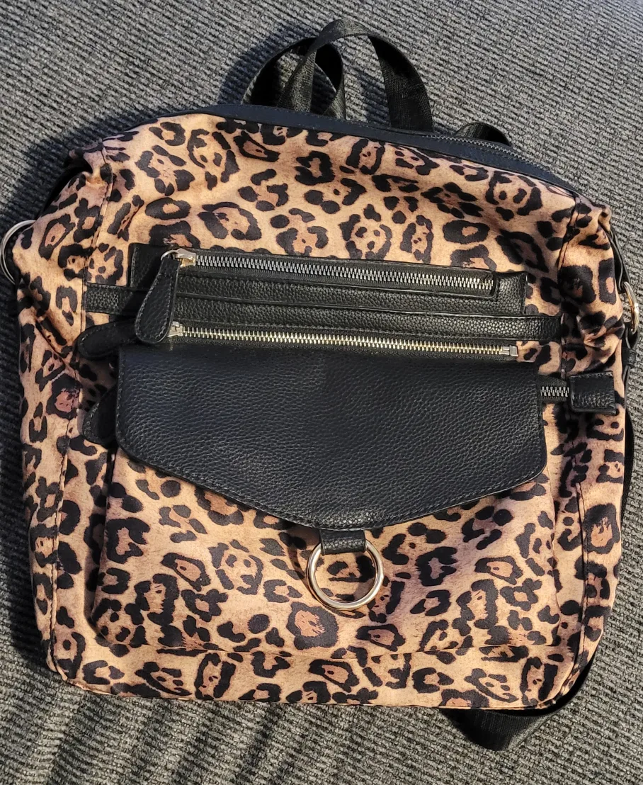 Leopard Print Backpack and Clutch Set thumbnail