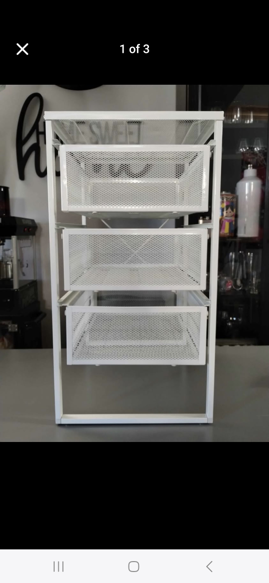 3 White Metal Organizer With Three Mesh Drawers - photo 2