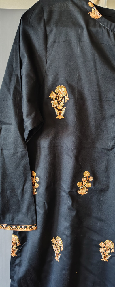 Zellbury Black Kurti with Gold Embroidery