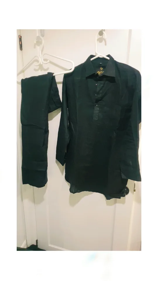 Men's Black Kurta Pajama Set - Size Medium image indicator(2)