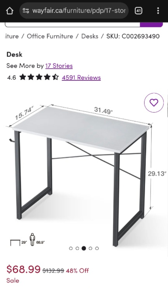 Brand New office Desk - White and Black