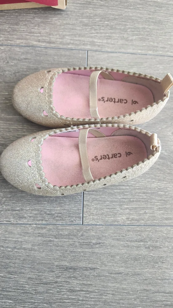 Carter's Girls' Gold Glitter Ballerina Flats image indicator(3)