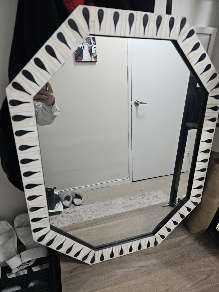 Octagonal Bone Inlay Mirror