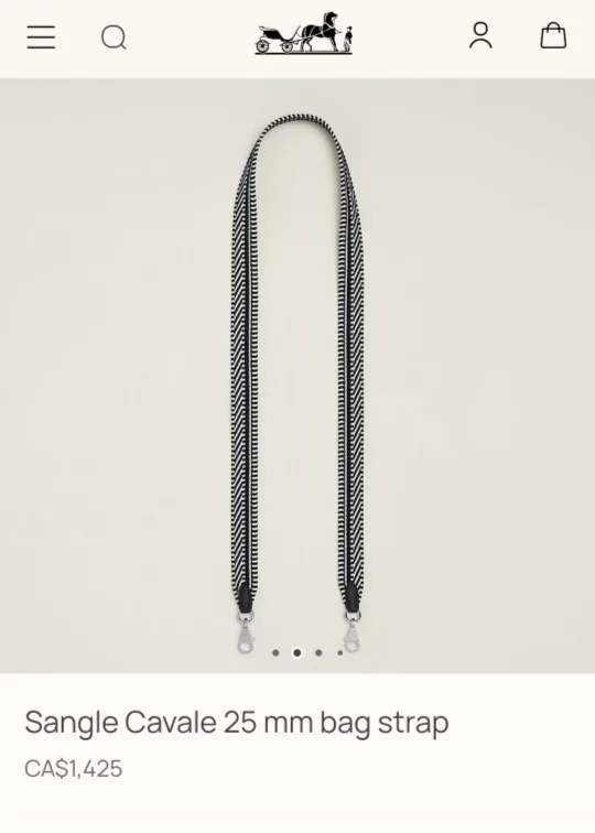 Hermès Sangle Cavale 25 mm Bag Strap - Black and White image indicator(5)