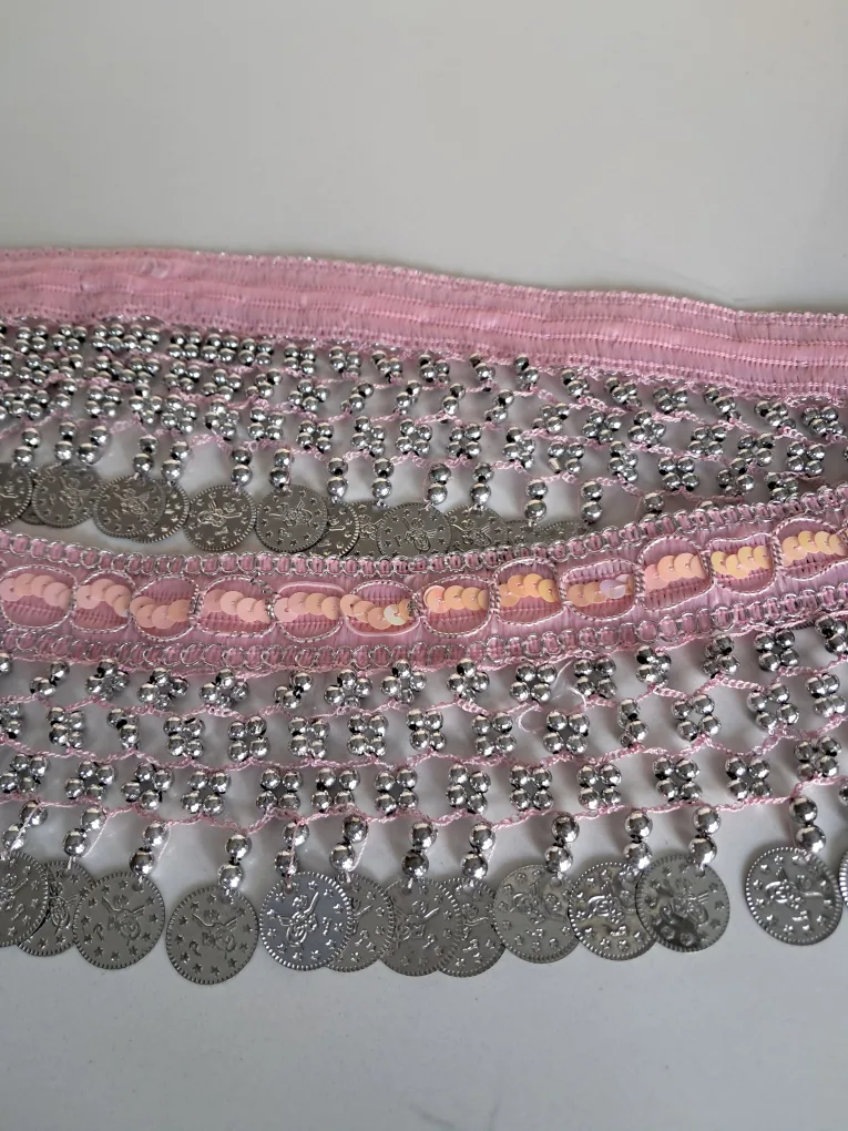 Pink Belly Dance Belt with Silver Coins image indicator(2)