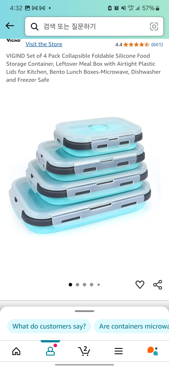 (new) Set of 4 Collapsible Silicone Food Storage Containers