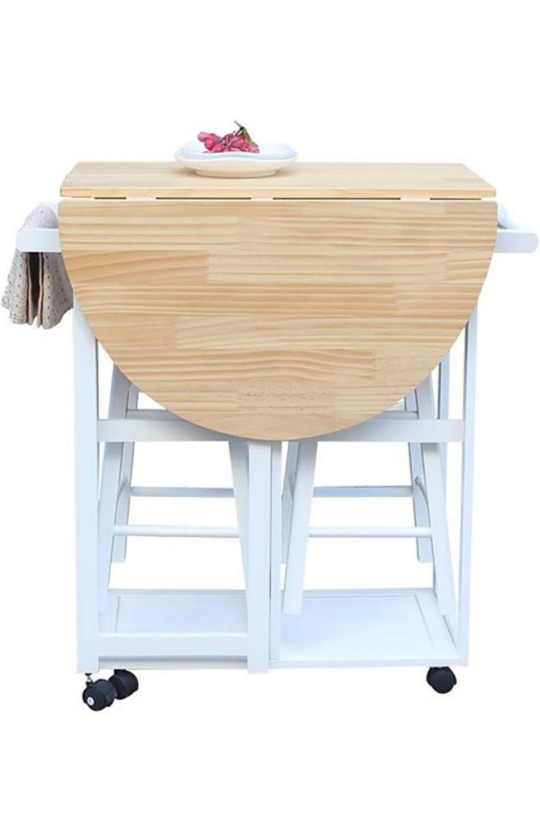 Folding Kitchen Table Set with 2 Stools and Storage - photo 2