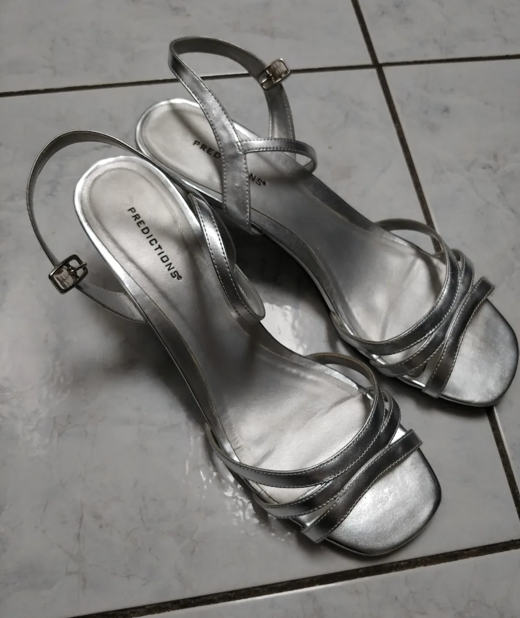 Silver Strappy Mid Heel Sandals (size 9) image indicator(2)
