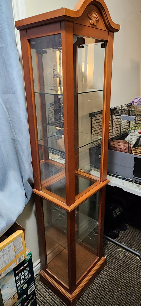 Wooden Curio Cabinet with Glass Shelves - photo 2