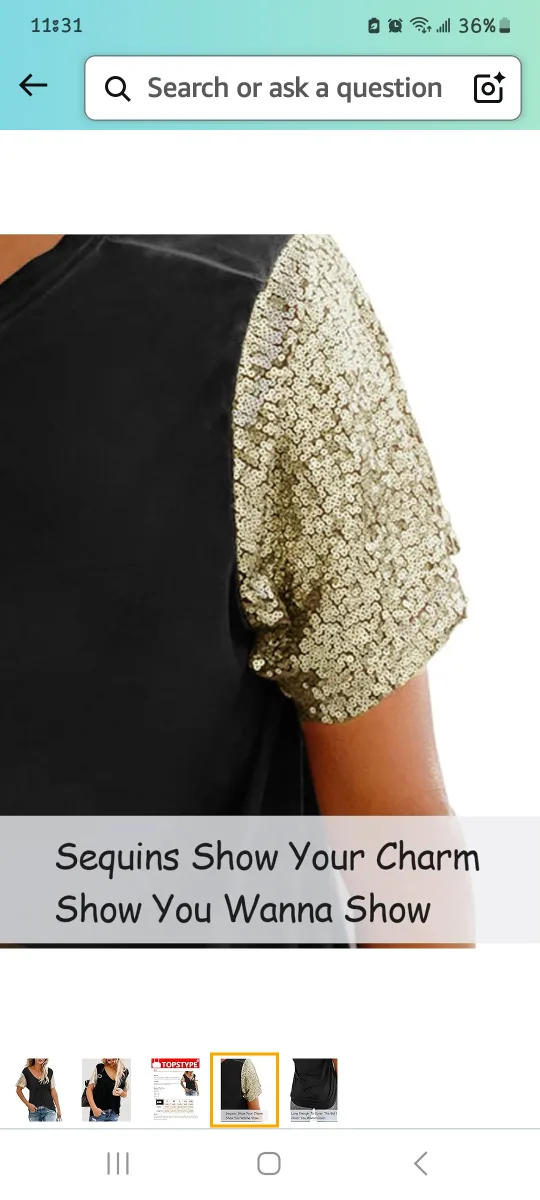 Brand new, never-worn Topstyle Women's Black Sequin Short Sleeve image indicator(5)