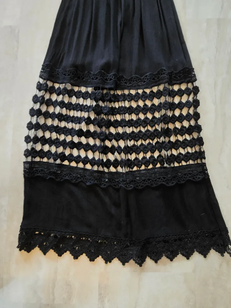 New Black Maxi Dress with Lace Detail image indicator(3)