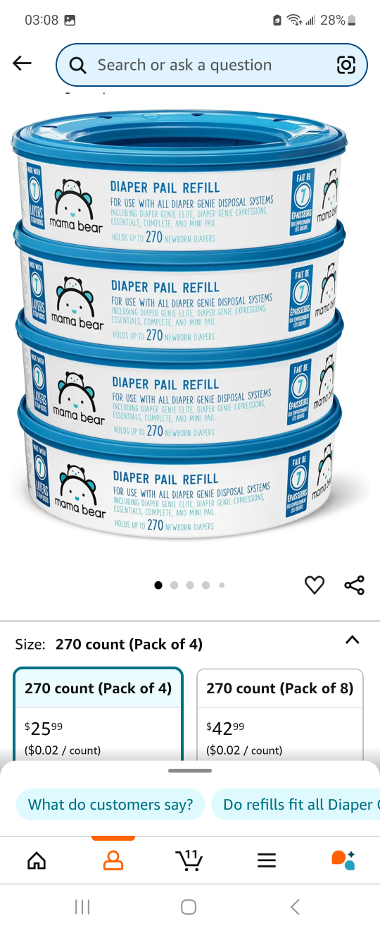 Mama Bear Diaper Genie Refill (Pack of 4)