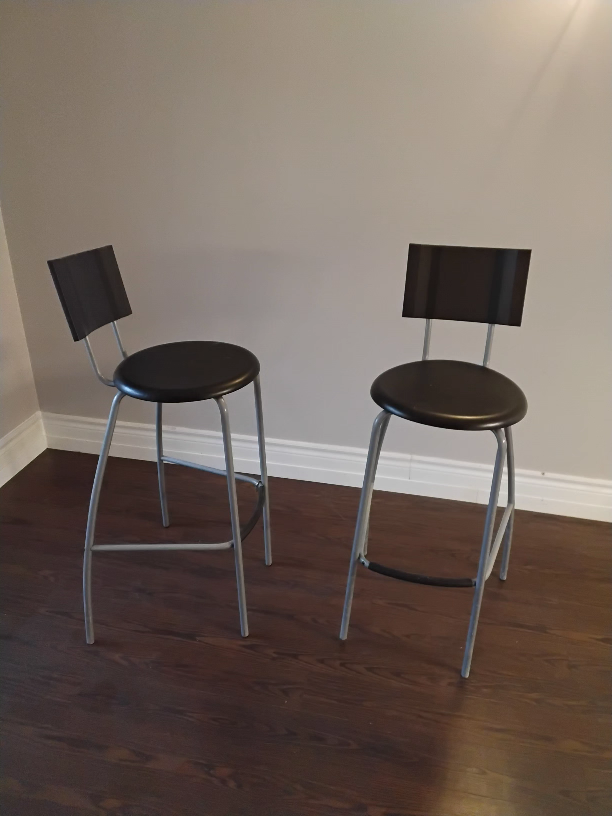 Pair of Black IKEA ANSSI  Bar Stools
