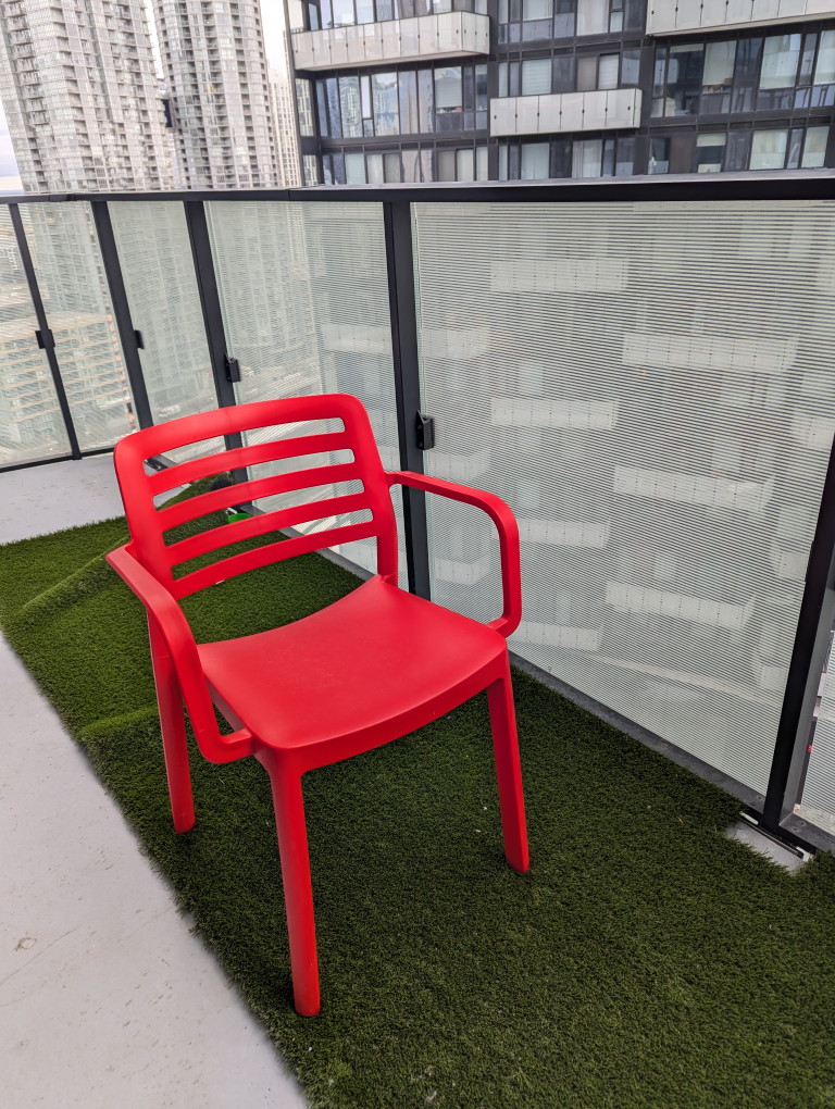 Pair of Red Plastic Patio/Balcony Armchairs - photo 2