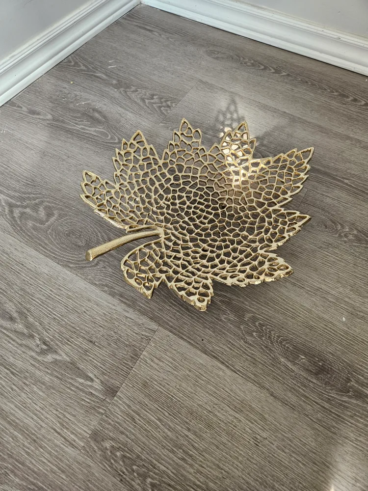 Gold Metal Leaf Decorative Tray image indicator(2)