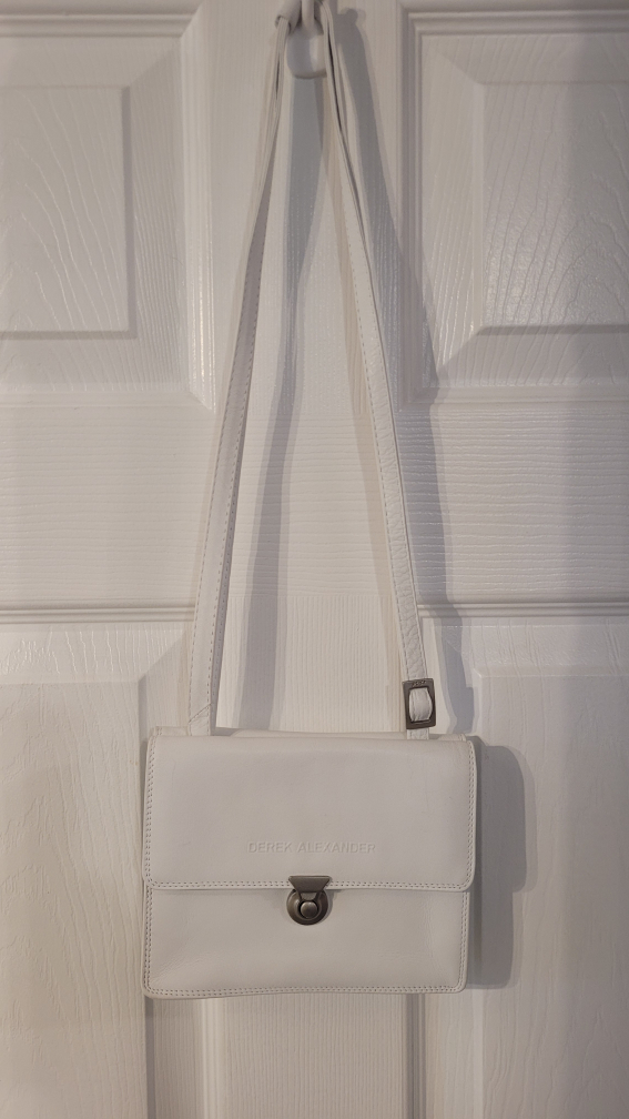 Derek Alexander White Leather Crossbody Bag