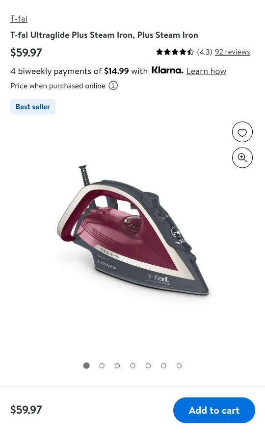 Tfal Ultraglide Plus Steam Iron - photo 4