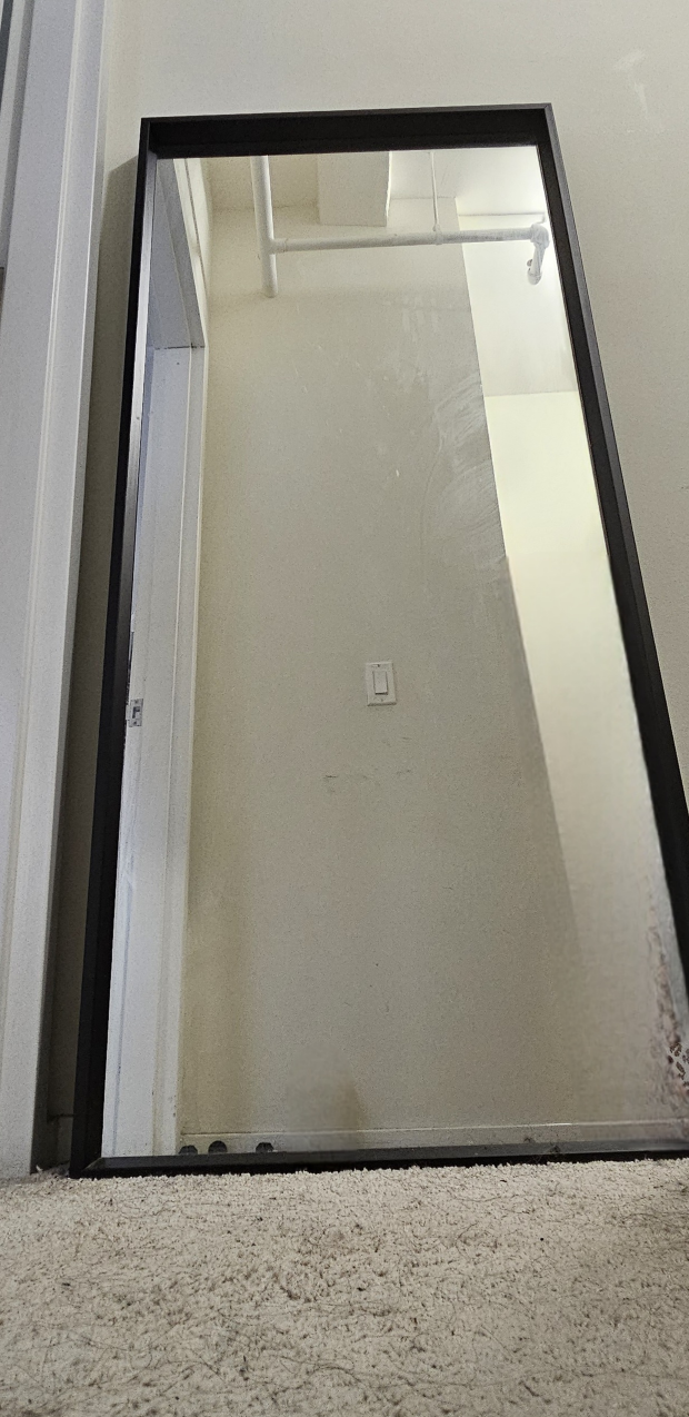 Large Full Length Floor Mirror with Black Frame