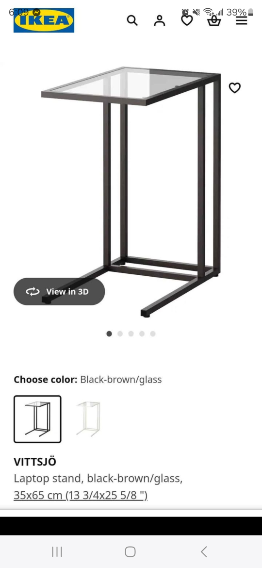 IKEA VITTSJÖ Laptop Stand - Black-Brown/Glass