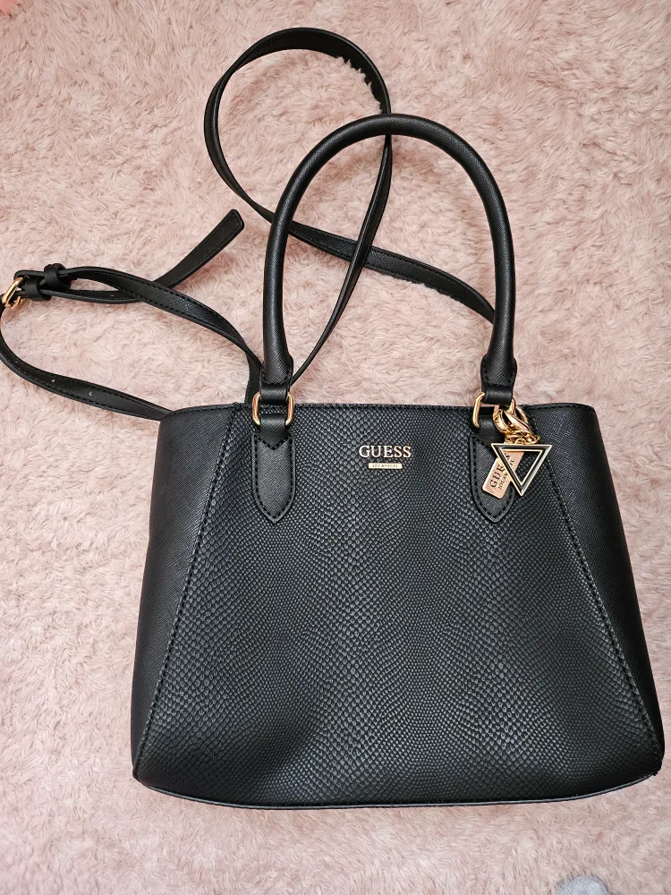 Guess Black Snakeskin-textured Handbag