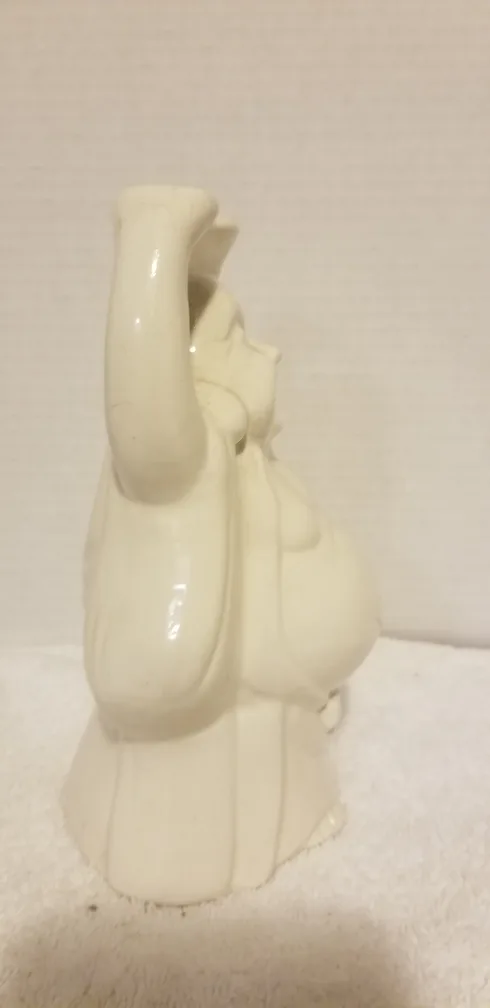 Laughing Buddha Figurine - White Ceramic Statue image indicator(2)