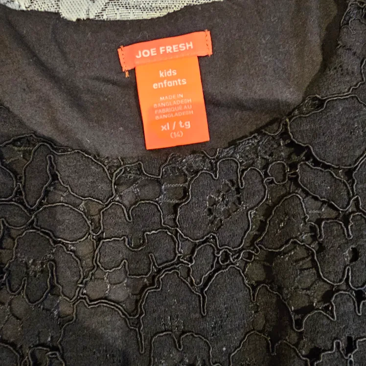 Joe Fresh Girls' Black Lace Romper Size XL image indicator(2)