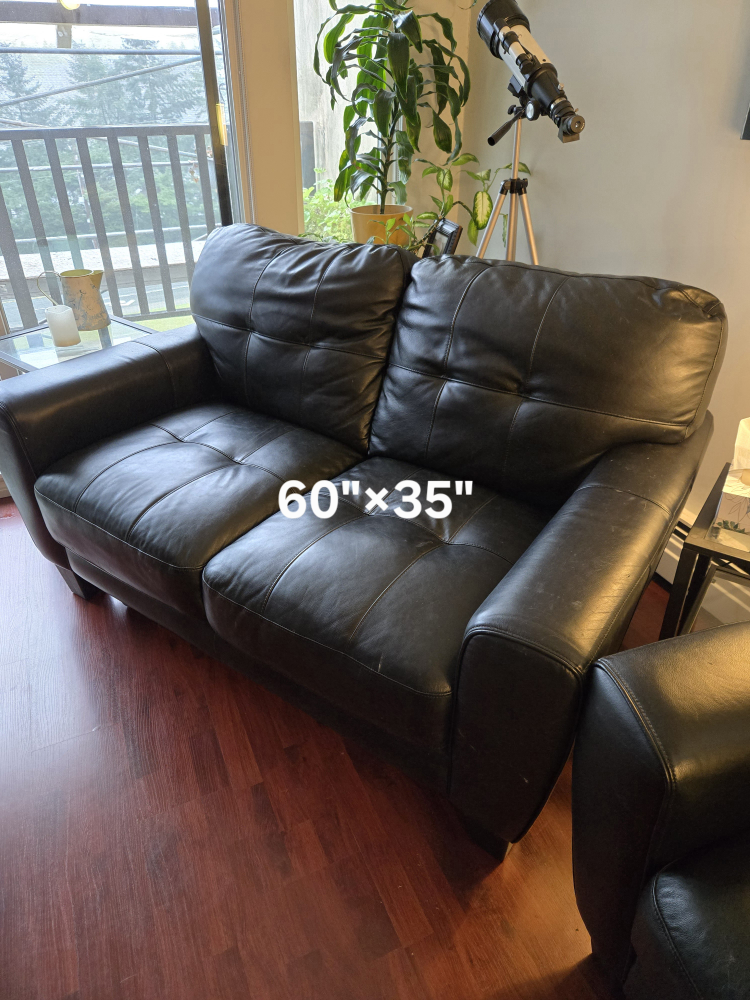 Black Leather Sofa and Loveseat Set