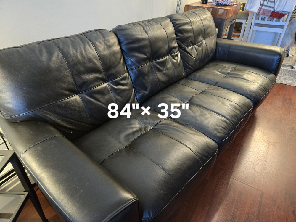 Black Leather Sofa and Loveseat Set - photo 2