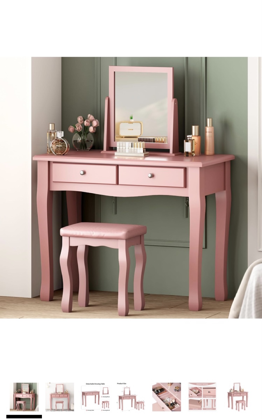 Pink Vanity Set with Mirror and Stool - New in Box - photo 2