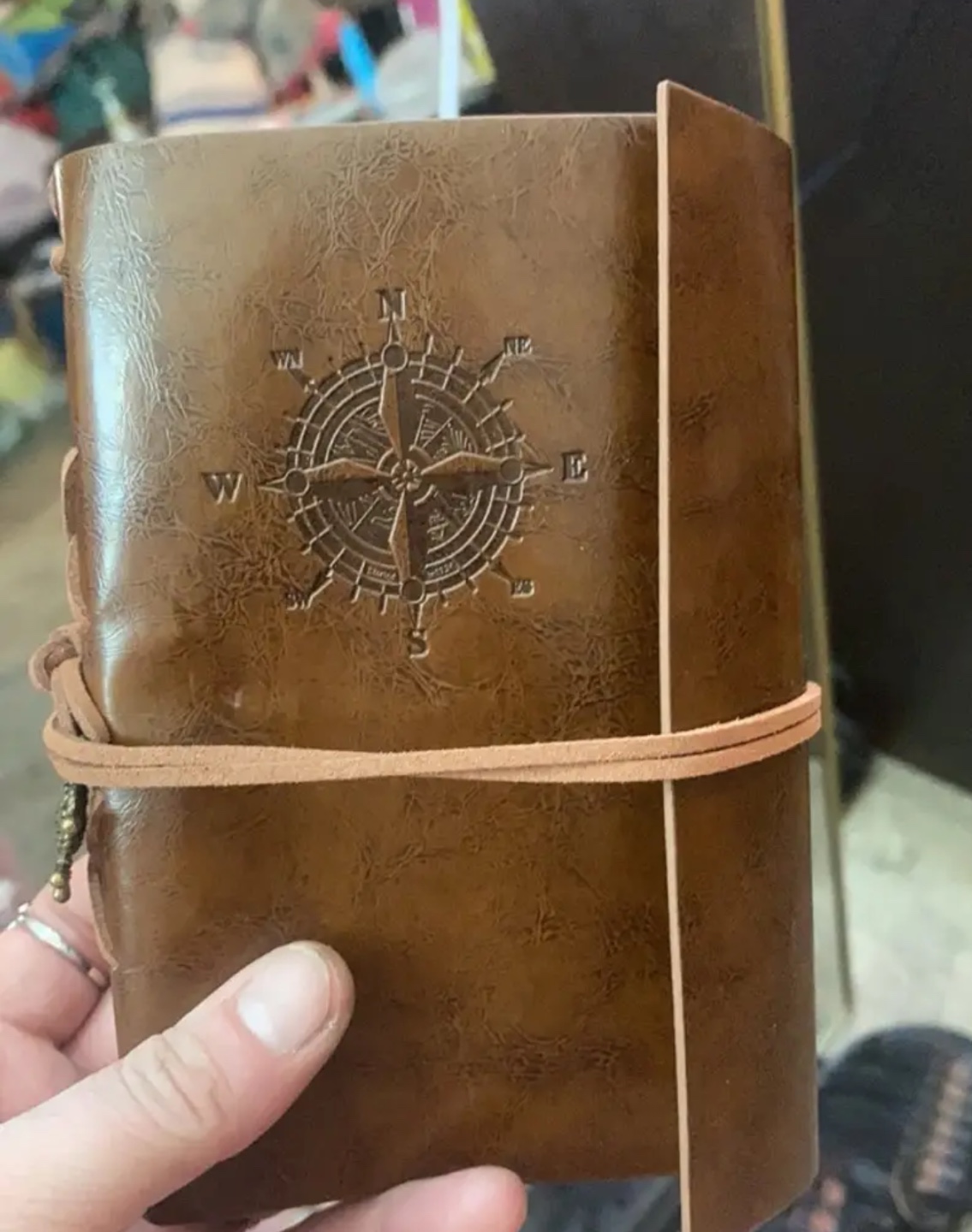 Vintage Leather Journal with Compass Design and Charms - photo 2