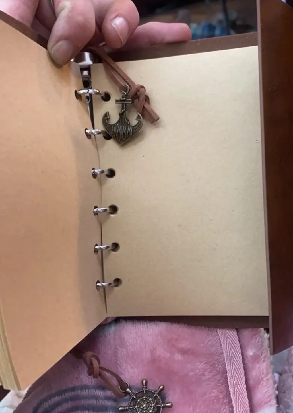 Vintage Leather Journal with Compass Design and Charms - photo 3