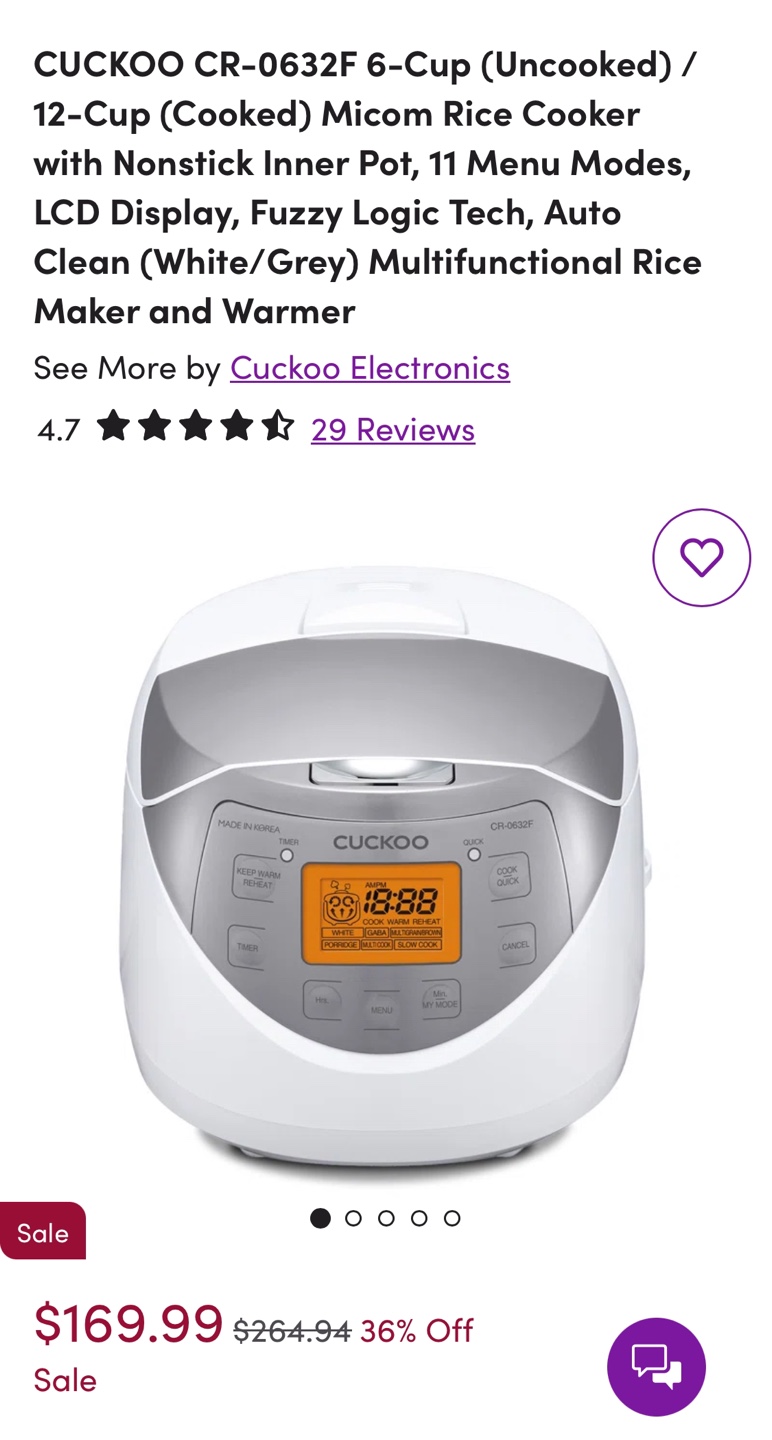Cuckoo CR-0632F 6-Cup Rice Cooker - photo 2
