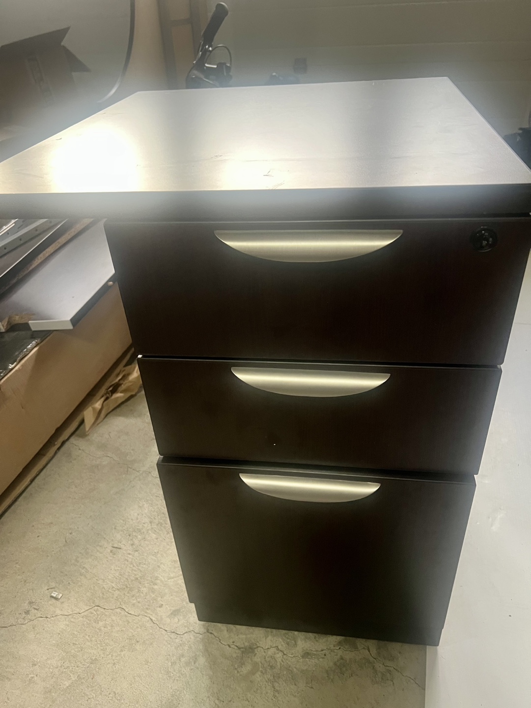Dark Brown 3-Drawer Lateral Filing Cabinet - photo 2
