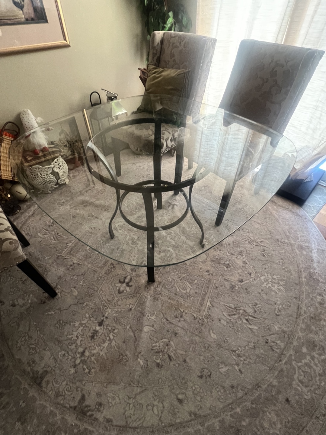 Glass top dining table