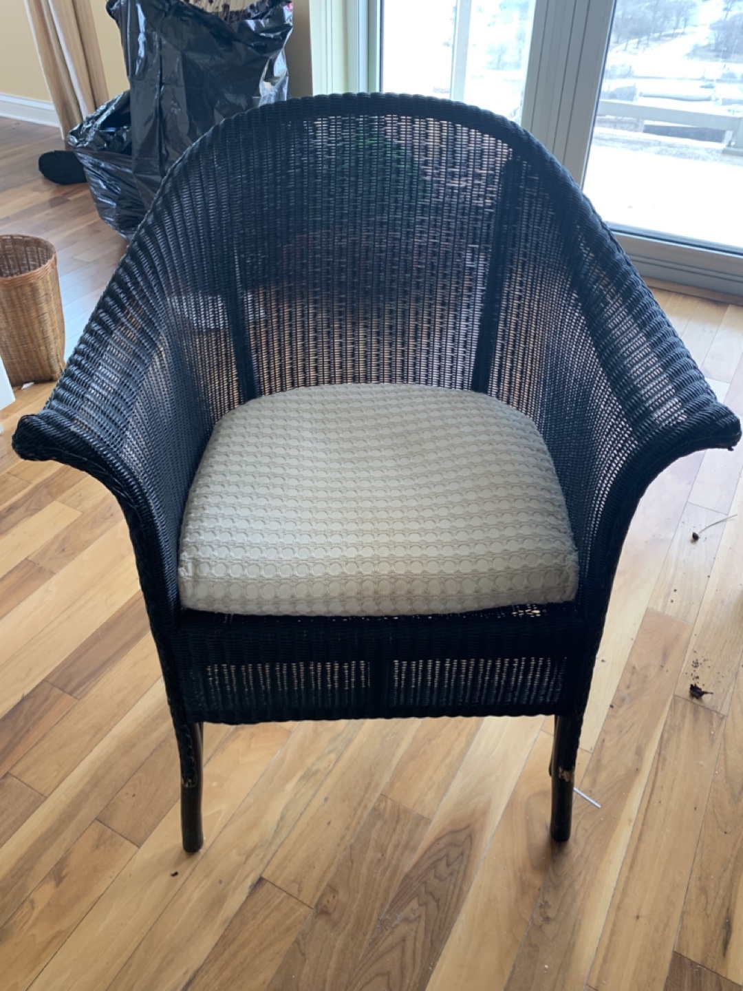 Black Wicker Dining Set with Glass Top Table - photo 3