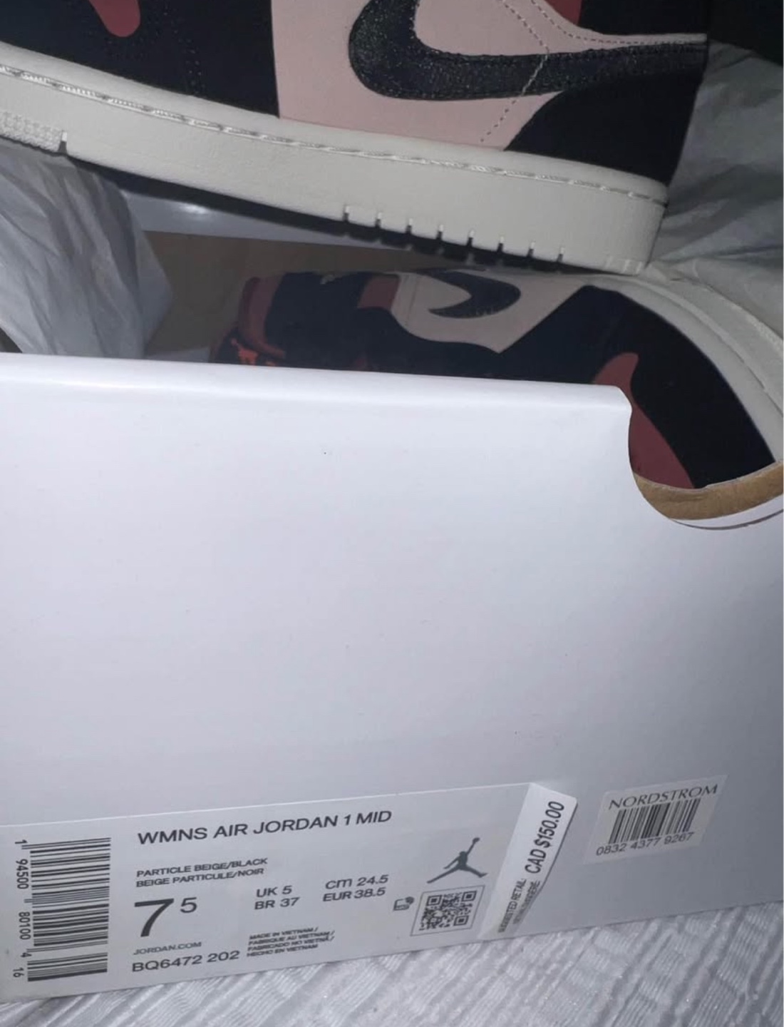 WMNS Air Jordan 1 Mid Particle Beige/Black Size 7 - photo 3
