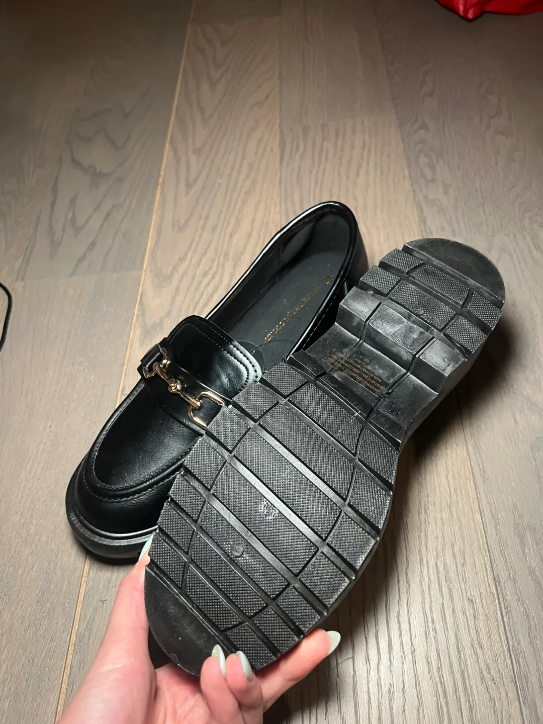 Black Leather Loafers with Gold Buckle image indicator(3)