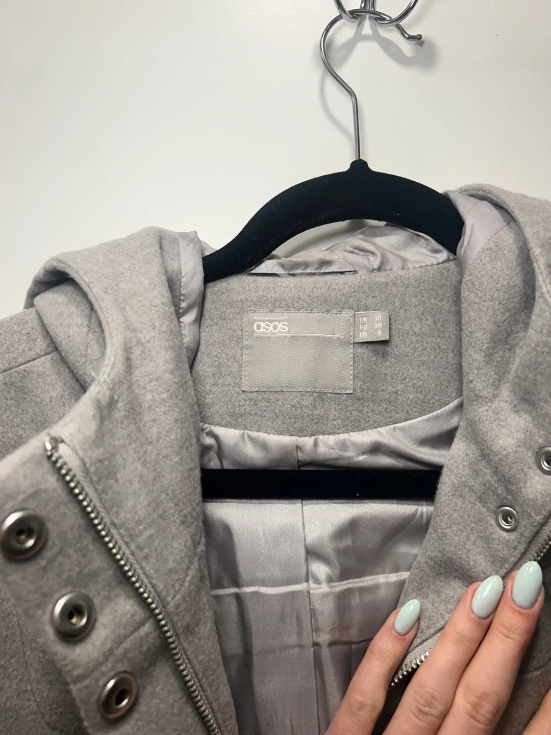 ASOS Grey Hooded Peacoat Size 10 image indicator(3)