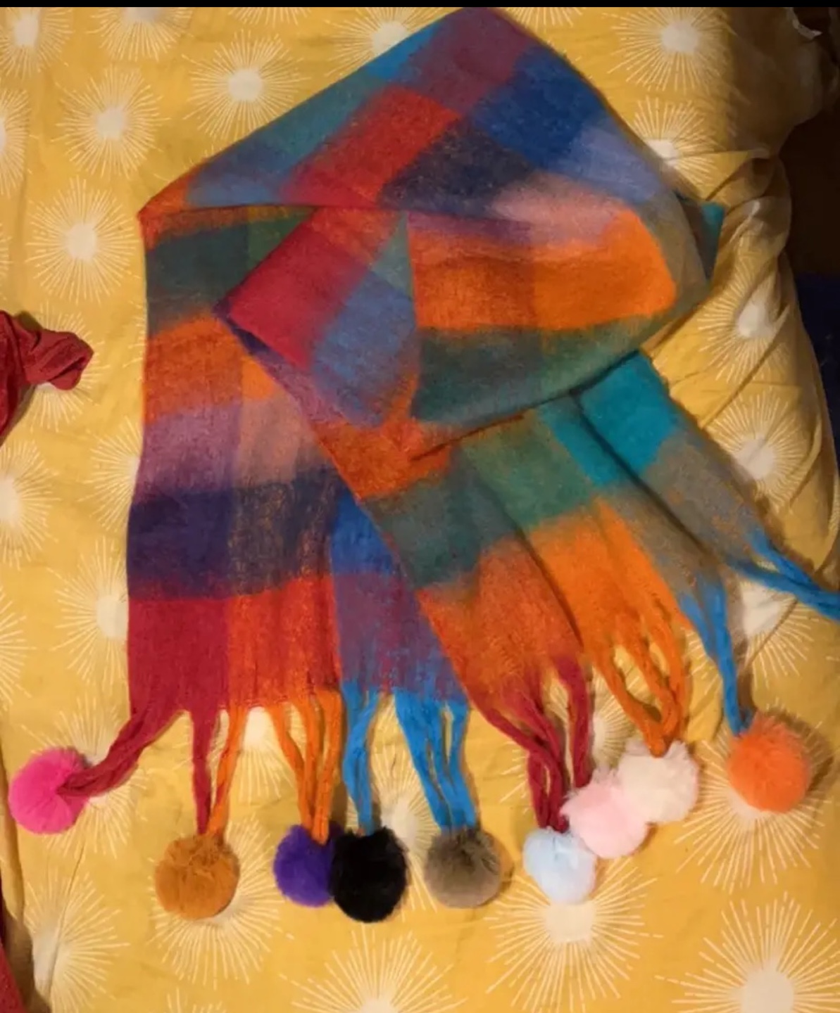 Rainbow Pom Pom Scarf - photo 3