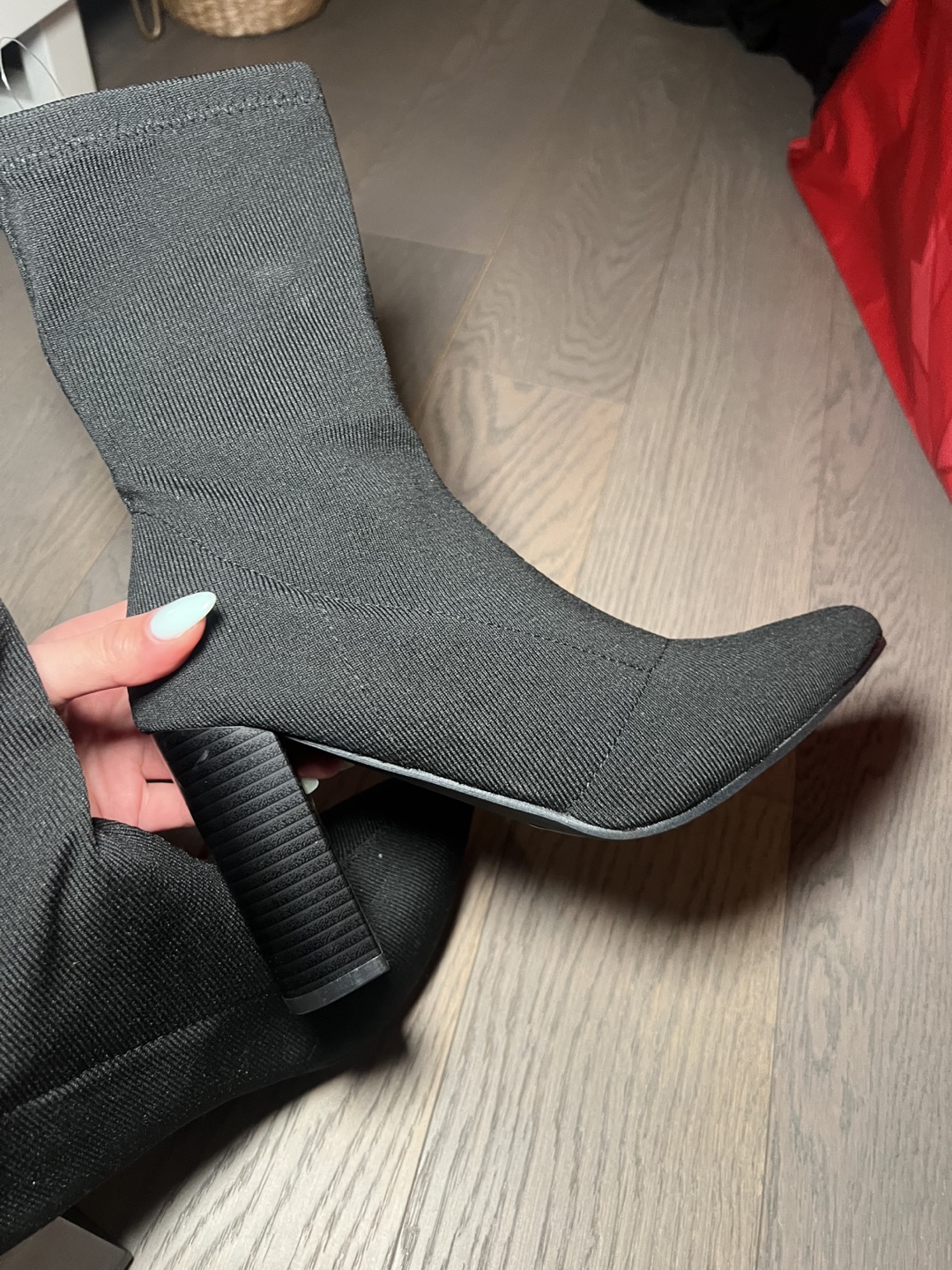 Black Knit Sock Booties - Size 11 - photo 2