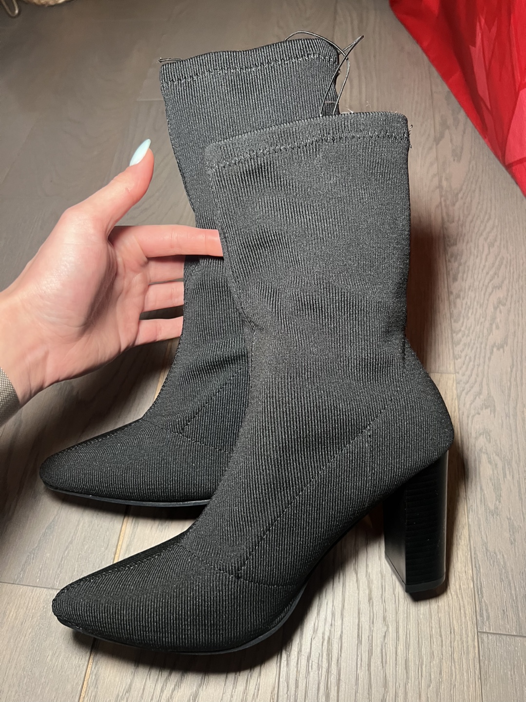 Black Knit Sock Booties - Size 11