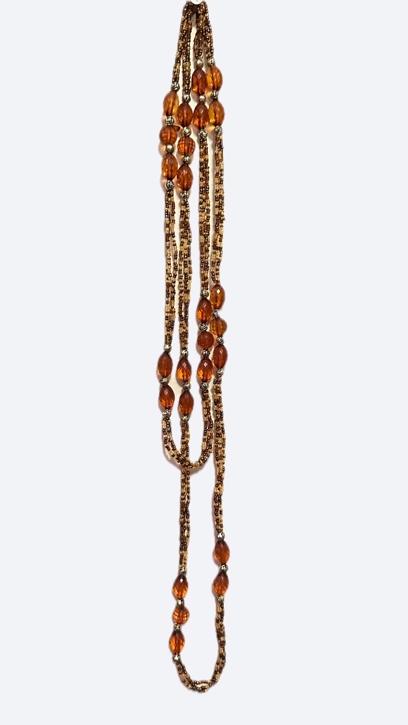 Beaded Necklace with Amber Glass Beads