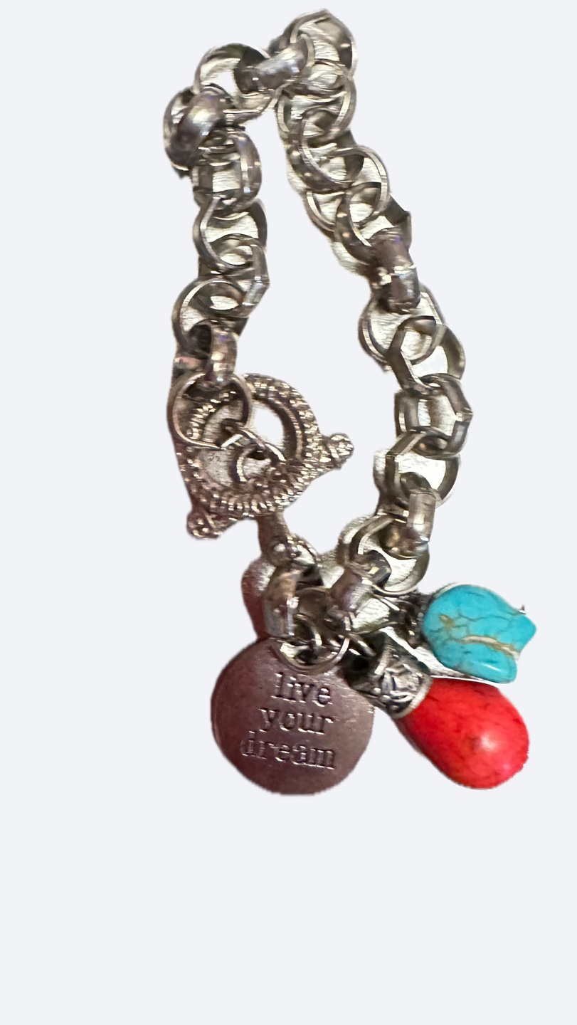 Silver Charm Bracelet - Live Your Dream