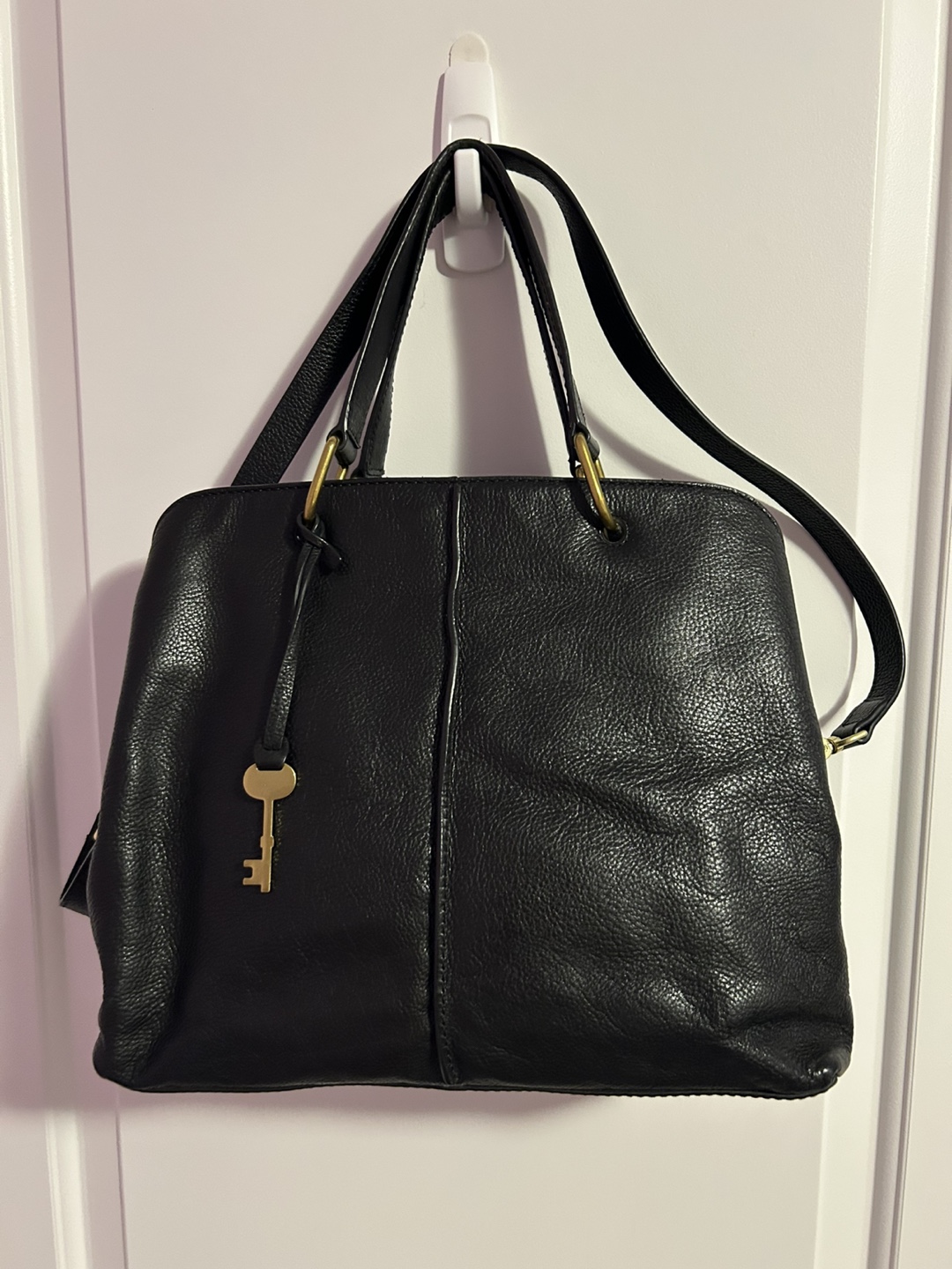 Fossil Black Leather Tote Bag