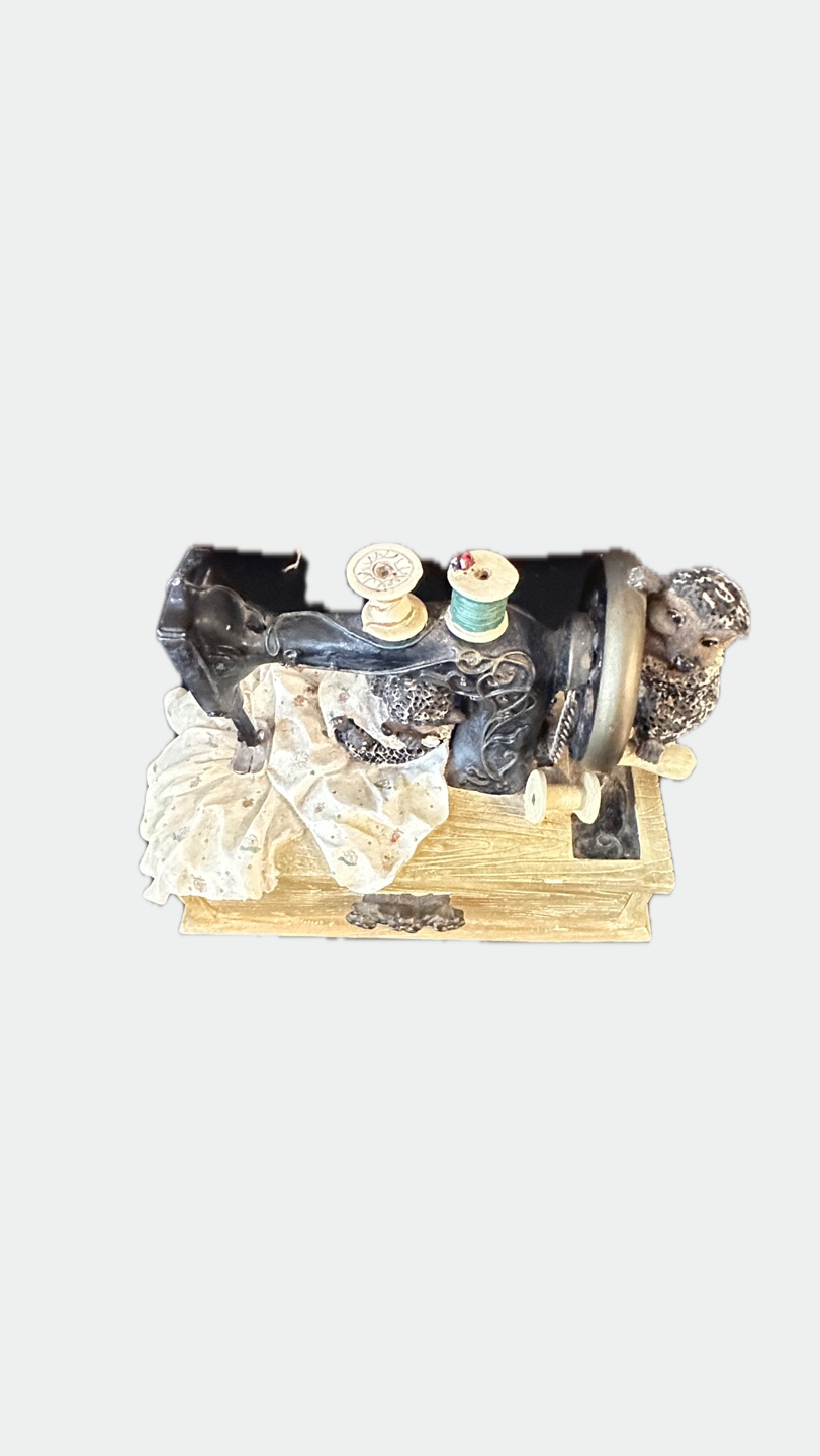 Adorable Hedgehog Sewing Machine Figurine - photo 3