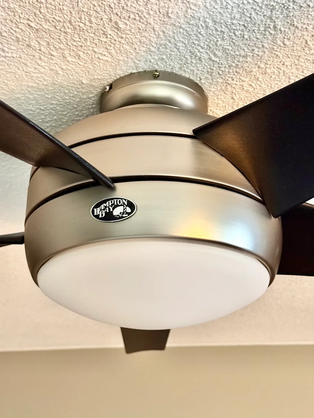 Hampton Bay 52” 3 Speed Stainless Steele Ceiling Fan w/ Light image indicator(2)