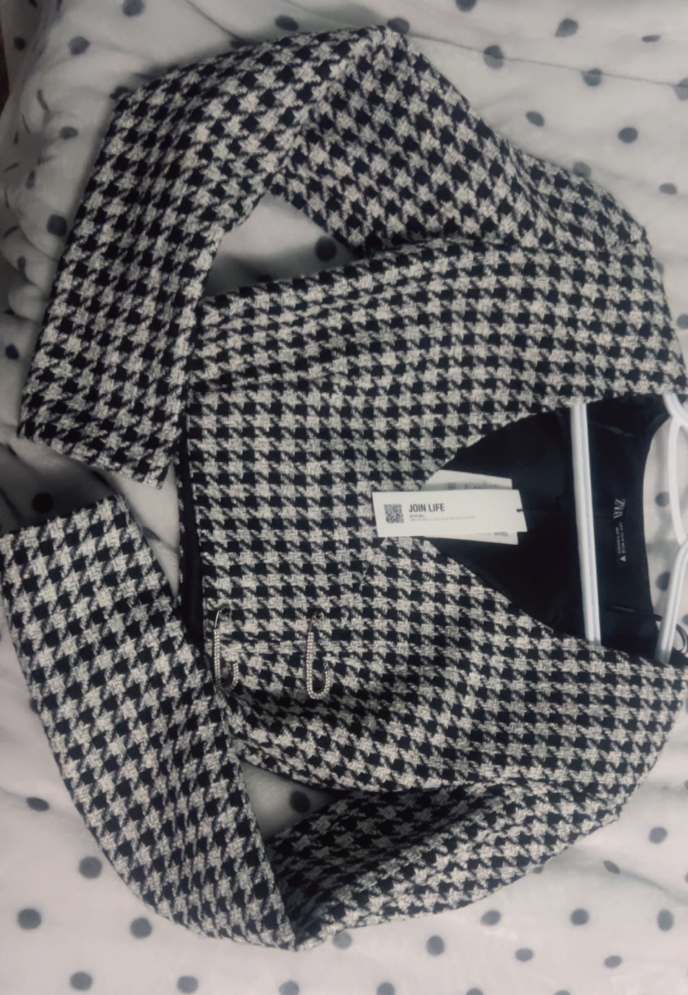 Zara Houndstooth Cropped Blazer - photo 3
