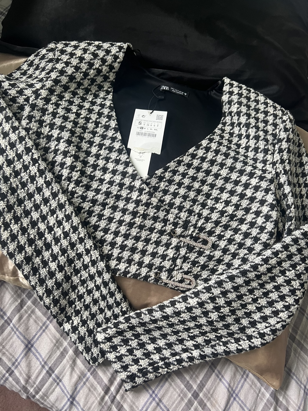 Zara Houndstooth Cropped Blazer - photo 2